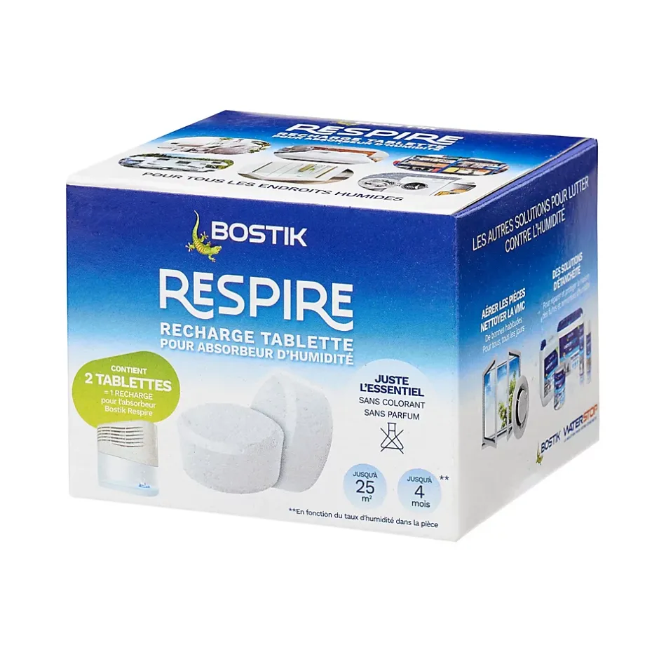 Lot 2 tablettes pour absorbeur d'humidité Respire 25m²^Bostik Best