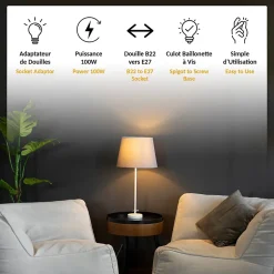 Lot de 2 Adaptateur de Douille B22 vers E27^Fishtec Online