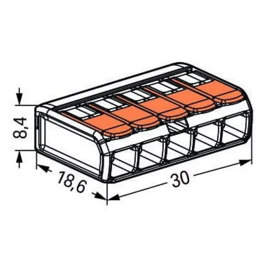 Lot de 3 bornes de raccordement S221 - 5 conducteurs avec leviers 6mm² --Wago Best