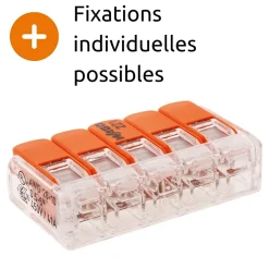 Lot de 3 bornes de raccordement S221 - 5 conducteurs avec leviers 6mm² --Wago Best