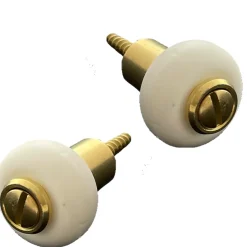 Lot de 2 butoirs acier laitonné avec vis. La bague amortisseur blanche est en élastomère. Diamètre 30mm, hauteur 37mm. MADE IN FRA-Civic Industrie Sale