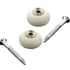 Lot de 2 butoirs MADE IN FRANCE couleur nickelé avec vis. Corps en zamak et bague amortisseur blanche en élastomère. Diamètre 30mm^Civic Industrie Best