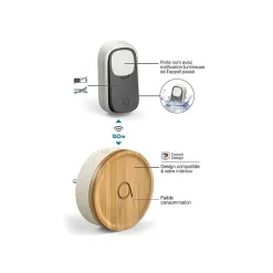 Lot de 2 Carillons et 2 boutons sans fil sans pile Bamboo-Avidsen Online