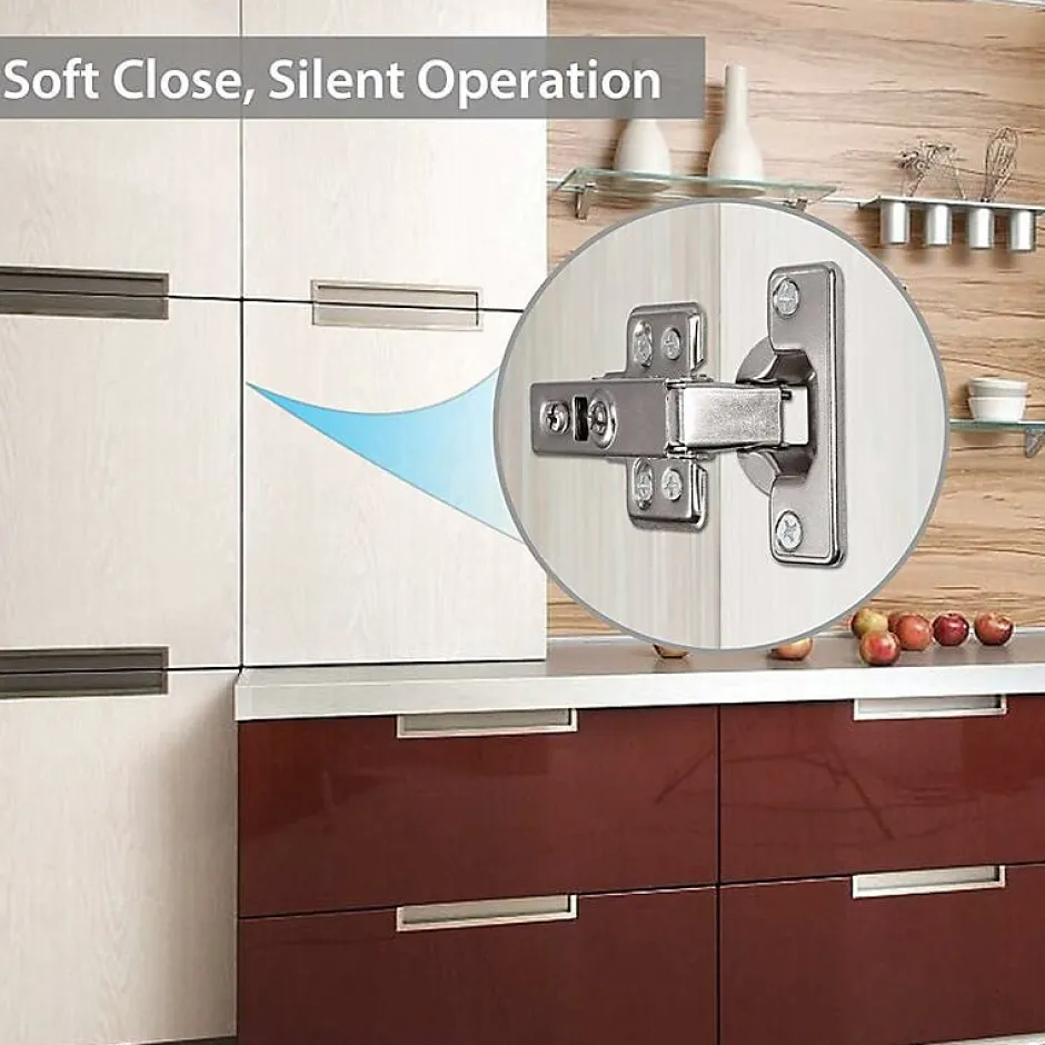 Lot de 8 charnières de porte d'armoire de cuisine en acier à 110 degrés, fermeture lente, clip de 35 mm^Deko Clearance