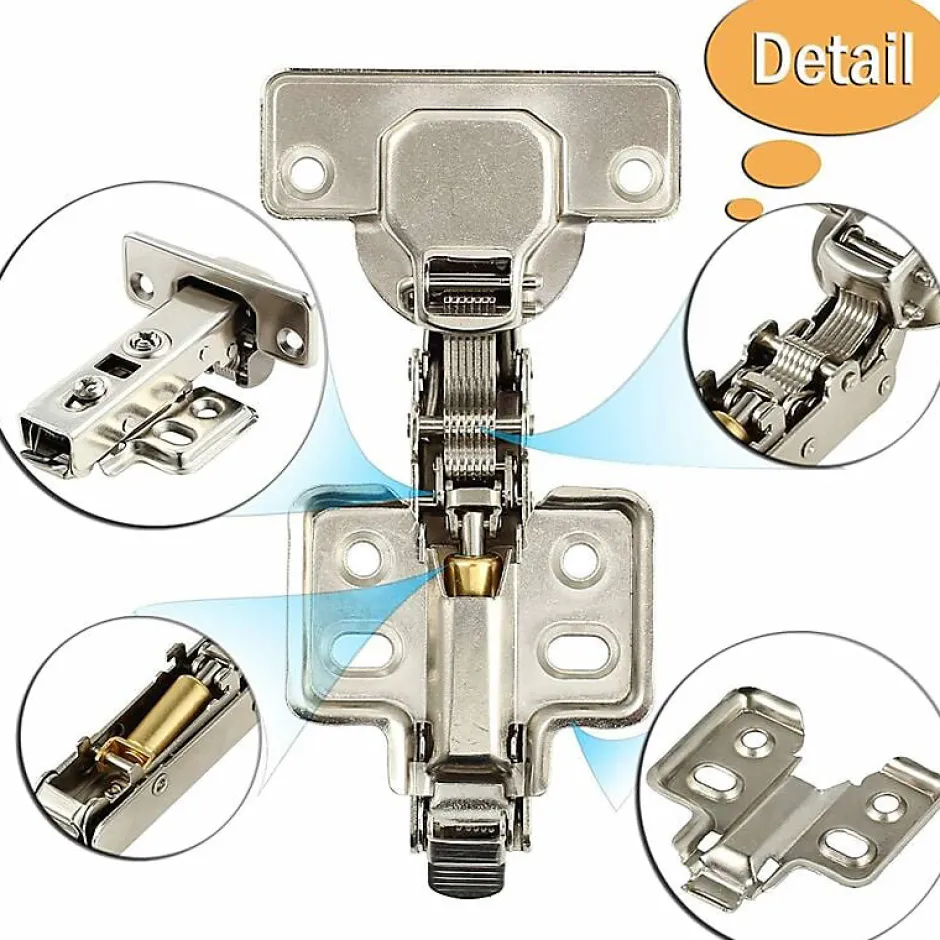 Lot de 8 charnières de porte d'armoire de cuisine en acier à 110 degrés, fermeture lente, clip de 35 mm^Deko Clearance