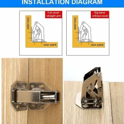 Lot de 4 charnières invisibles à 90 degrés pour portes d'armoires de cuisine, 77 mm^Deko Best