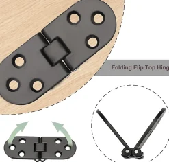 Lot de 12 charnières pliantes en alliage de zinc à bord rond pour table pliante, armoire, porte, meubles, noir^Deko Outlet
