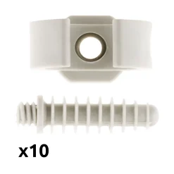 Lot de 10 clips avec chevilles diamètre 25mm - Gris --Zenitech New
