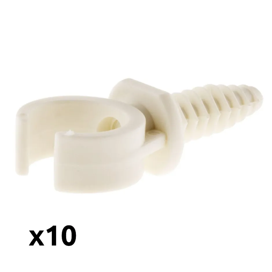 Lot de 10 clips avec chevilles diamètre 20mm - Blanc --Zenitech Sale