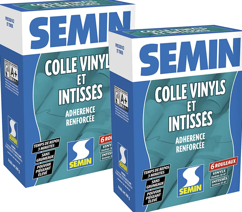 Lot de 2 Colle en Poudre pour Papiers Peints Vinyls et Intissés , Boite de 300 g-Semin New