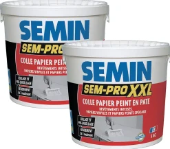 Lot de 2 colles Papiers Peints en Pâte Sem-Pro XXL, Prêt à l'Emploi, Seau de 5 kg^Semin Hot
