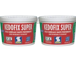 Lot de 2 colles pour Carrelage Haute Performance Kedofix , Prêt à l'emploi, Intérieur/extérieur, seau de 5 kg-Semin Online