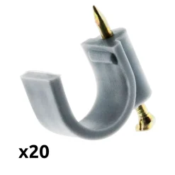 Lot de 20 crochets fixation diamètre 20mm - Gris -^Zenitech Best