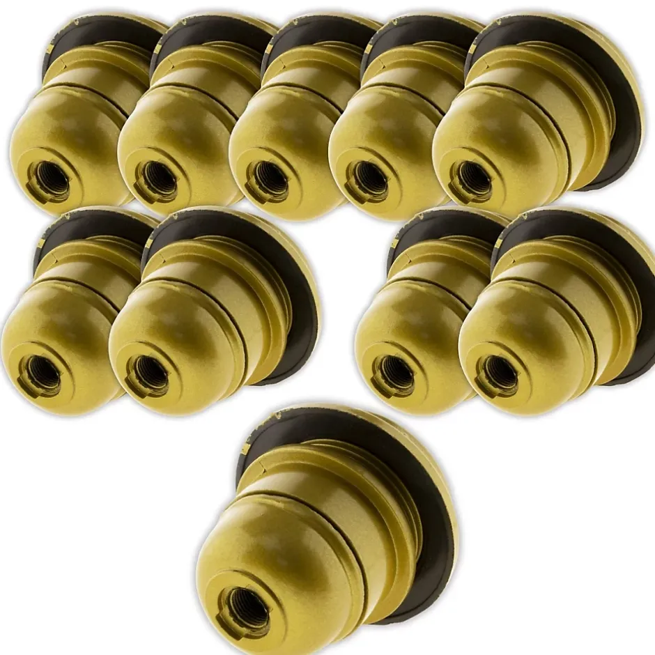 Lot de 10 douilles E27 + bague - Doré --Zenitech