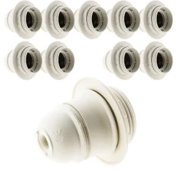 Lot de 10 douilles E27 + bague - Blanc --Zenitech Sale