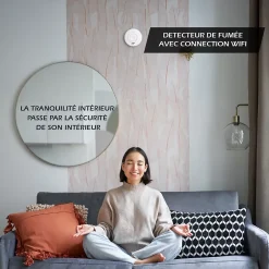 Lot de 2 Détecteur de fumée connecté WIFI CE EN14604 Pile 10 ans scellée et Kits de fixation magnétique-Kyf Hot