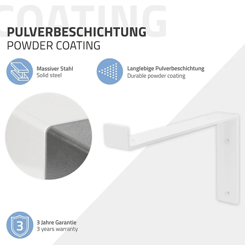 Lot de 2 Equerres d'Etagere murale support robuste en métal blanc^Ml-Design Hot