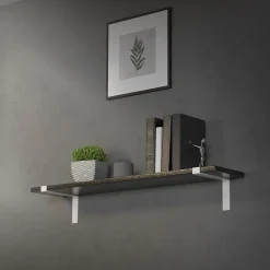 Lot de 2 Equerres d'Etagere murale support robuste en métal blanc^Ml-Design Hot