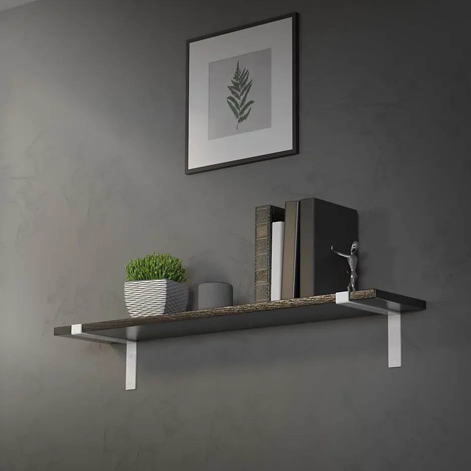 Lot de 2 Equerres d'Etagere murale support robuste en métal blanc^Ml-Design Hot