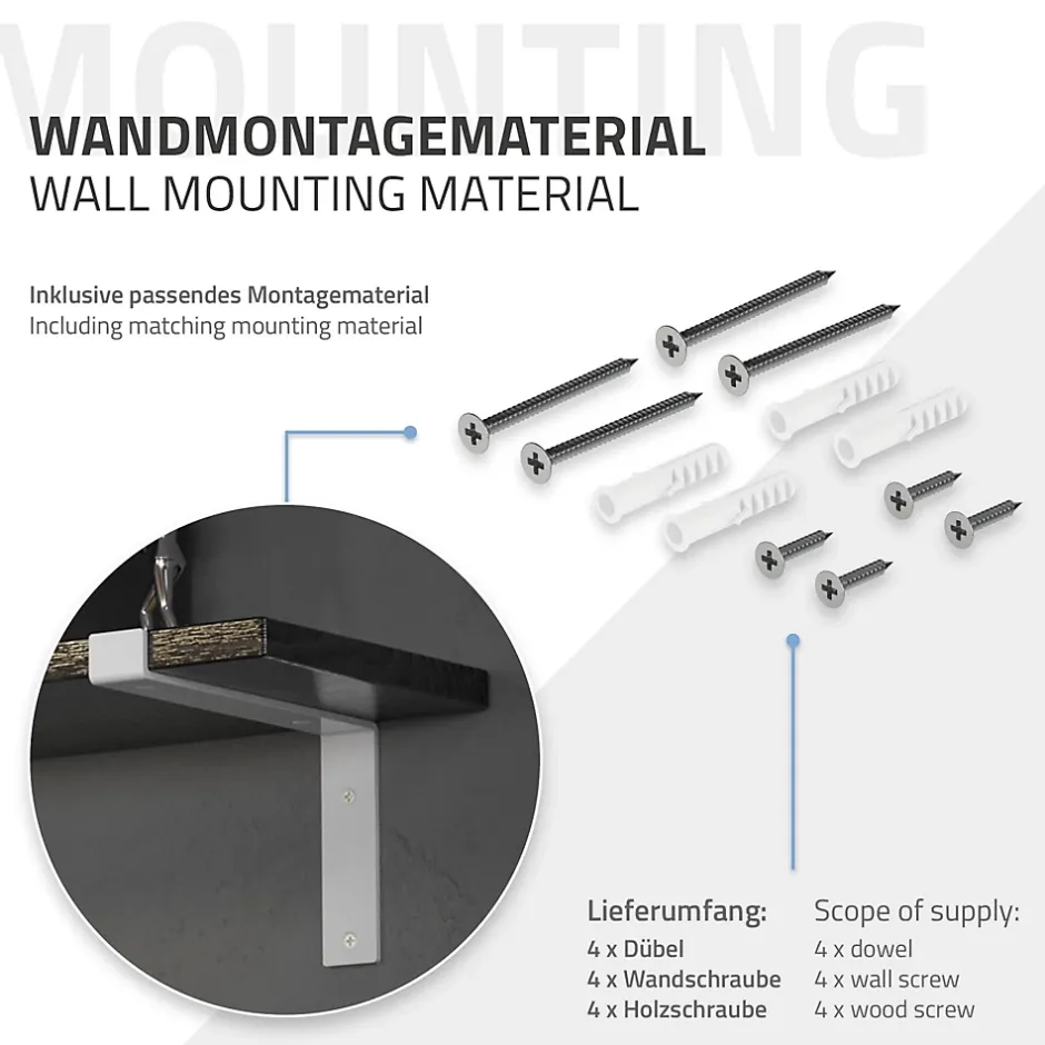Lot de 2 Equerres d'Etagere murale support robuste en métal blanc^Ml-Design Hot