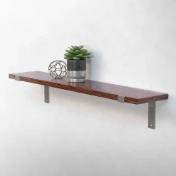 Lot de 2 Equerres d'Etagere murale support robuste en métal gris^Ml-Design