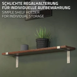 Lot de 2 Equerres d'Etagere murale support robuste en métal gris^Ml-Design