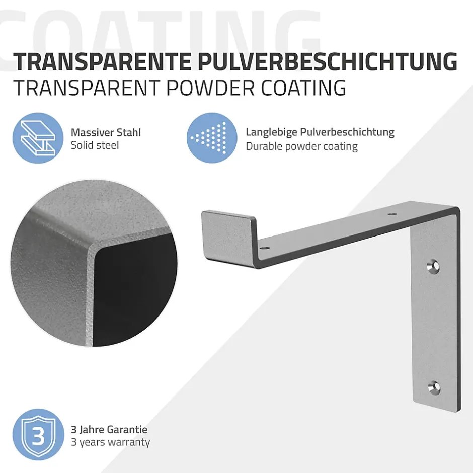 Lot de 2 Equerres d'Etagere murale support robuste en métal gris^Ml-Design