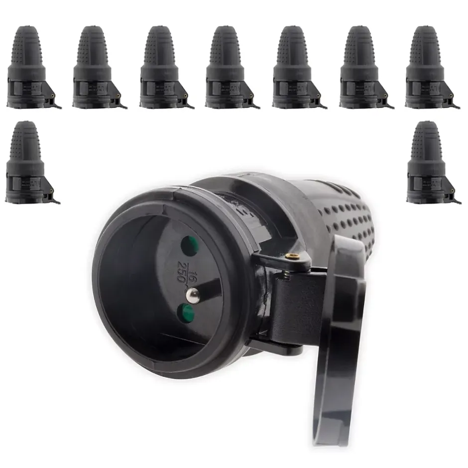 Lot de 10 fiches caoutchouc femelles 16A 2P+T -^Zenitech New