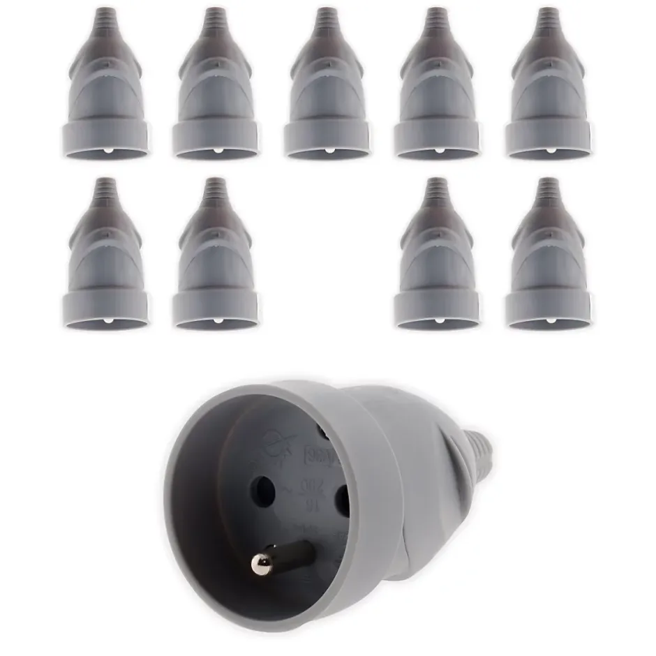 Lot de 10 fiches femelles 16A 2P+T - Gris -^Zenitech Hot