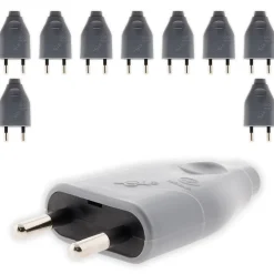 Lot de 10 fiches mâles 2P 6A - Gris -^Zenitech Clearance