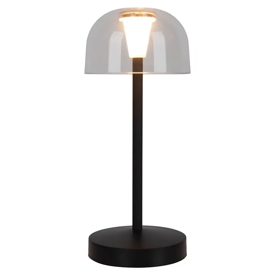Lot de 2 lampes de table LED rechargeables 'Gomba' pour l'extérieur et l'intérieur, en métal et plastique noir , hauteur 18,5 cm^Näve Sale