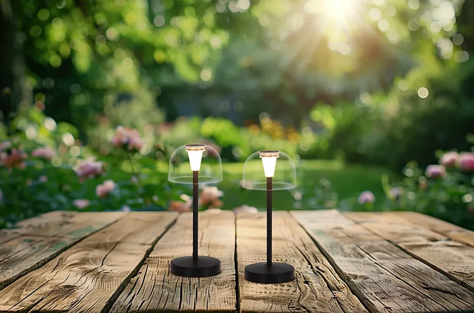 Lot de 2 lampes de table LED rechargeables 'Gomba' pour l'extérieur et l'intérieur, en métal et plastique noir , hauteur 18,5 cm^Näve Sale