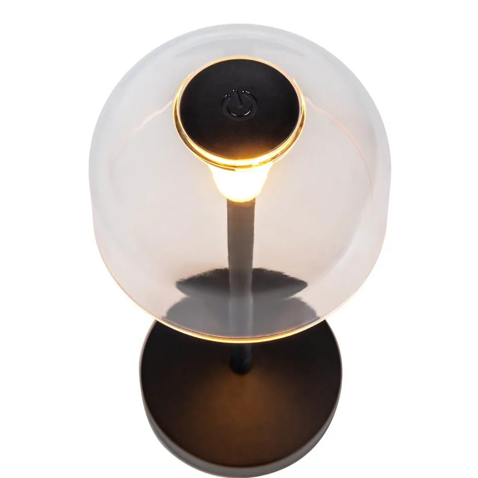 Lot de 2 lampes de table LED rechargeables 'Gomba' pour l'extérieur et l'intérieur, en métal et plastique noir , hauteur 18,5 cm^Näve Sale