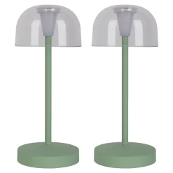 Lot de 2 lampes de table LED rechargeables 'Gomba' pour l'extérieur et l'intérieur, en métal et plastique menthe, hauteur 18,5 cm-Näve Clearance