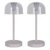 Lot de 2 lampes de table LED rechargeables 'Gomba' pour l'extérieur et l'intérieur, en métal et plastique blanc , hauteur 18,5 cm^Näve Clearance
