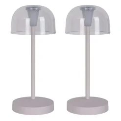 Lot de 2 lampes de table LED rechargeables 'Gomba' pour l'extérieur et l'intérieur, en métal et plastique blanc , hauteur 18,5 cm^Näve Clearance