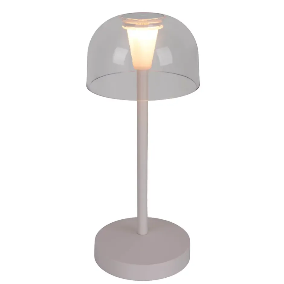 Lot de 2 lampes de table LED rechargeables 'Gomba' pour l'extérieur et l'intérieur, en métal et plastique blanc , hauteur 18,5 cm^Näve Clearance