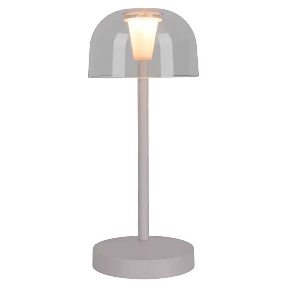 Lot de 2 lampes de table LED rechargeables 'Gomba' pour l'extérieur et l'intérieur, en métal et plastique blanc , hauteur 18,5 cm^Näve Clearance