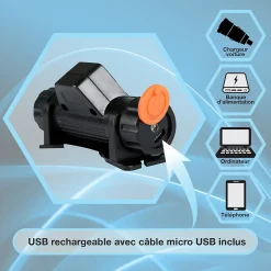 Lot de 2 Lampes Frontales LED Waterproof Rechargeables USB - Réglables - Éclairage Puissant - Résistantes Pluie et Humidité - x2-Moby Swift New