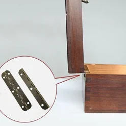 Lot de 10 mini charnières vintage en laiton pour meubles, tiroirs, portes, armoires, boîtes à bijoux, 65 x 15 mm, avec 60 vis-Deko