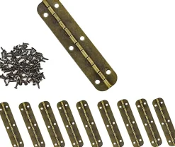 Lot de 10 mini charnières vintage en laiton pour meubles, tiroirs, portes, armoires, boîtes à bijoux, 65 x 15 mm, avec 60 vis-Deko