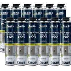 Lot de 12 Mousses expansives PU pistolable P305 Foam'n'Fill Pro B3 750ml-Bostik New