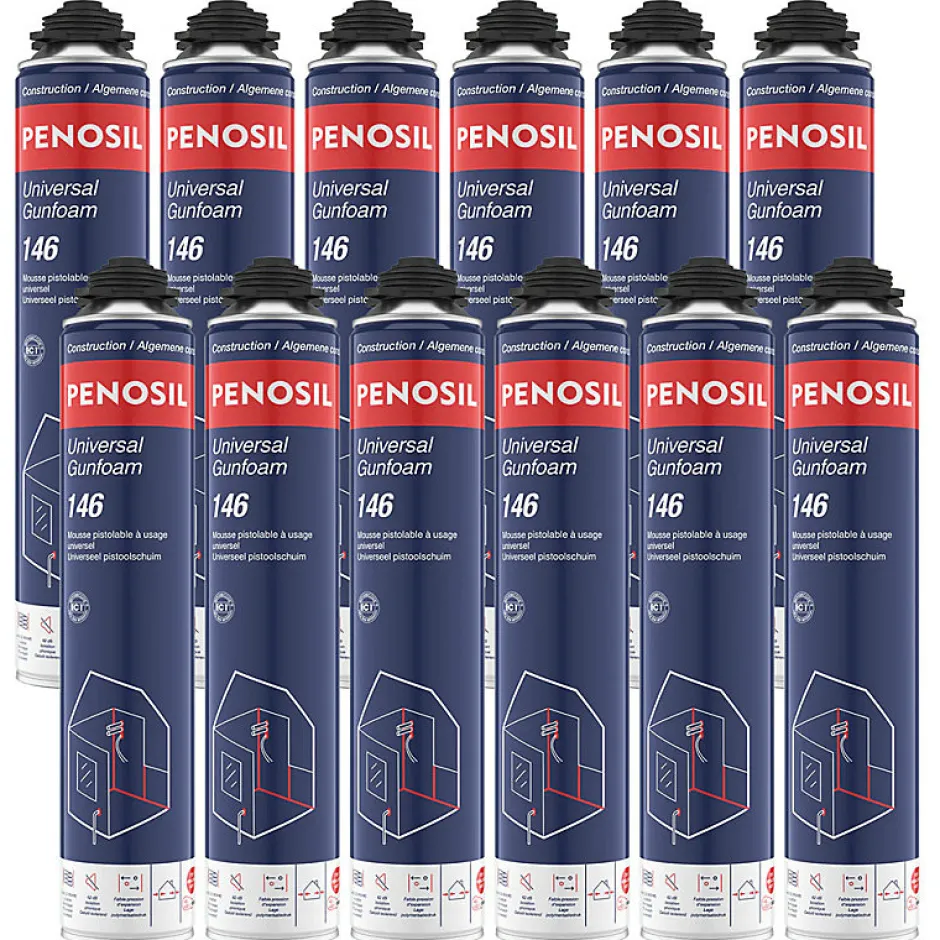 Lot de 12 Mousses polyuréthanes Universal Gunfoam 146 pistolable 690ml^Penosil Discount
