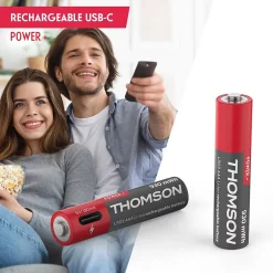 Lot de 4 Piles AAA - LR03 Li ion 1,5V rechargeables par USBC avec câble multi USB - 520302^Thomson