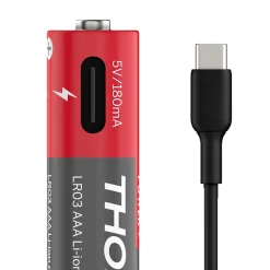 Lot de 4 Piles AAA - LR03 Li ion 1,5V rechargeables par USBC avec câble multi USB - 520302^Thomson