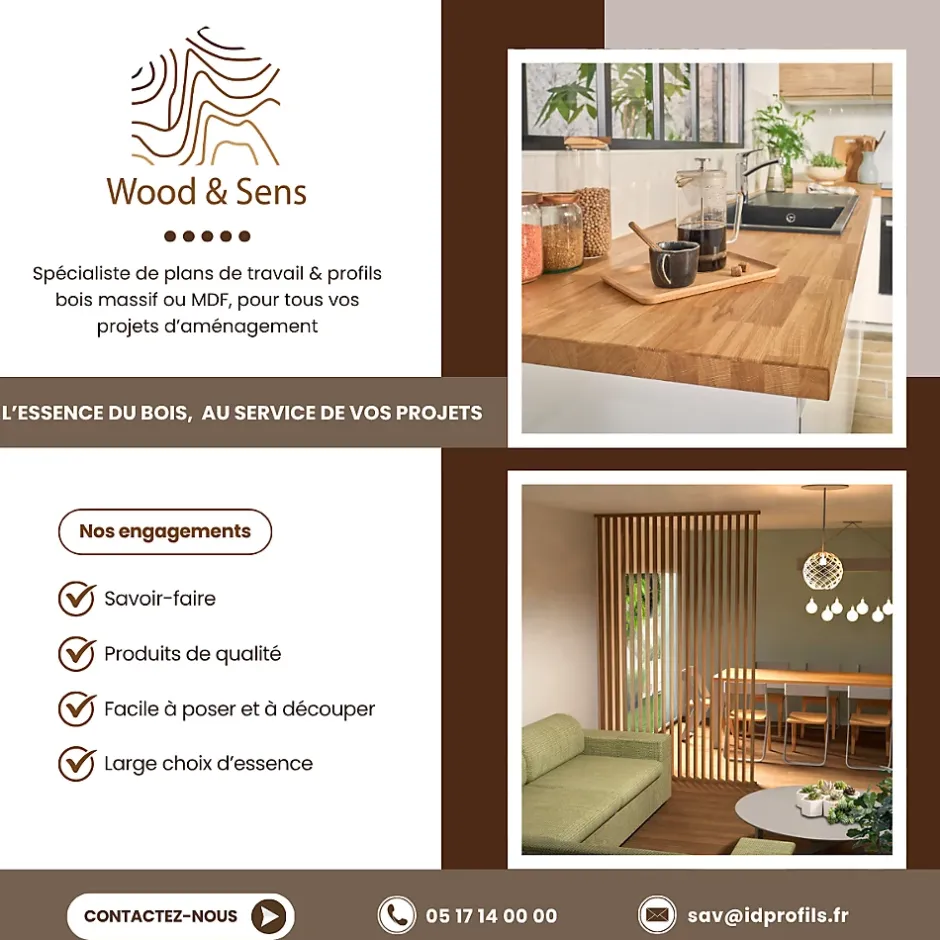 Lot de 6 Plinthes Goulotte MDF, L.2.44 m x H.6.8 cm, Ep.18 mm-Wood&Sens Hot