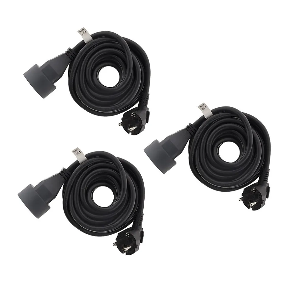 Lot de 3 prolongateurs 16A HO5VV-F 3G1,5mm² - Noir 3m --Zenitech
