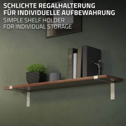 Lot de 4 équerre d'Etagere murale équerre fixation en métal gris^Ml-Design Outlet