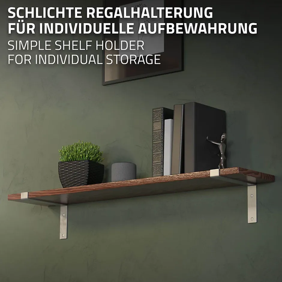 Lot de 4 équerre d'Etagere murale équerre fixation en métal gris^Ml-Design Outlet