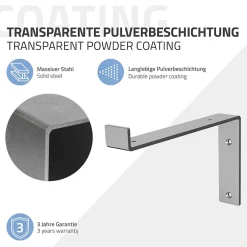 Lot de 4 équerre d'Etagere murale équerre fixation en métal gris^Ml-Design Outlet